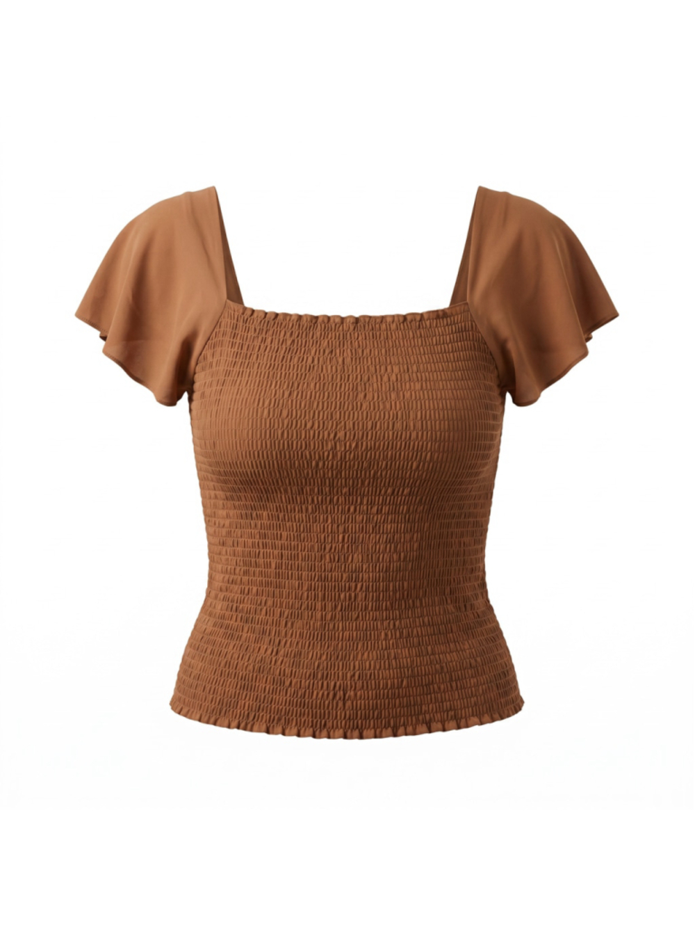 Theory Flutter Sleeve Smocked Top Bronze Size Medium NWT